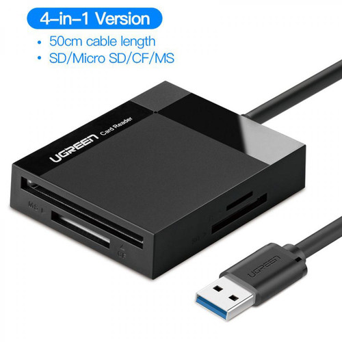 Generic 4 En 1 Lecteur de Carte Mémoire UGREEN avec  USB de Type C, SD, TF, Micro SD, , pour iPad  et MacBook - Blanc 