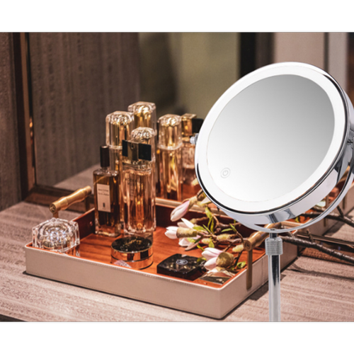 Generic 7 fois grossissement 8 pouces soulevant miroir de maquillage double face rond miroir de table lumineuse avec miroir lumineux