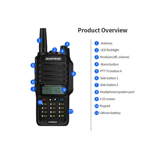 Generic BAOFENG UV-9R Plus Radio bidirectionnelle Portable double bande talkie-walkie portable émetteur-récepteur FM IP67 étanche à la pou78