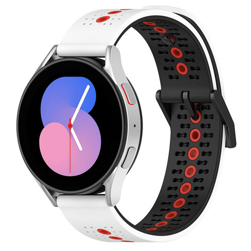 Generic - Bracelet de montre en silicone de 22 mm respirant et tricolore pour Suunto 9 Peak (Blanc et noir rouge) Generic  - Accessoires bracelet connecté