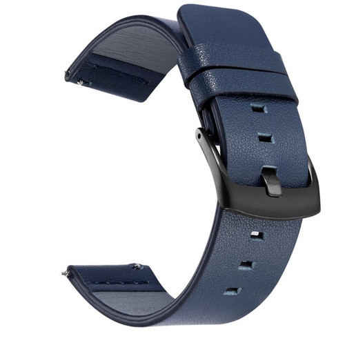 Accessoires bracelet connecté Generic Bracelet en cuir véritable bleu pour Sony Smartwatch 2 SW2/Suunto Traverse/Seiko SUN059