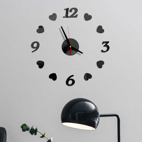 Generic - DIY Horloge Murale 3D Miroir Surface Autocollant Décor De Bureau À Domicile Horloge Generic  - Décoration chambre enfant Noir et blanc