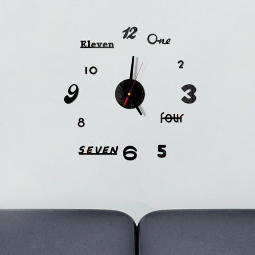 Generic - DIY Horloge Murale 3D Miroir Surface Autocollant Décor De Bureau À Domicile Horloge Generic  - Décoration chambre enfant Noir et blanc