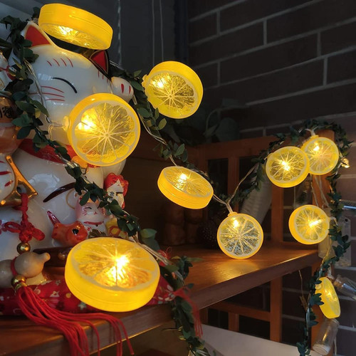 Generic - Guirlandes lumineuses au décor de citron, 10 pieds 20 LED, veilleuses féeriques pour la maison/chambre/mariage/fête/décoration de jardin et ainsi de suite Generic - Guirlandes lumineuses