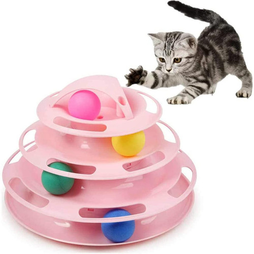 Generic - Jouet interactif pour chat ,d'intérieur Tour de pistes Jouet pour chat, jouets chat labyrinthe - Balle à friandises pour chat - Solide et antidérapant - Rose Generic  - Animalerie