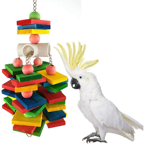 Generic - Oiseau perroquet jouet à mâcher, perroquet jouet à mâcher coloré naturel Secure Wood Block Swing pour tous les perroquets à mâcher Generic  - Jouet oiseaux