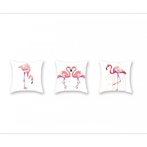 Generic - P125 3pcs 45 * 45cm Aquarelle Flamingo motif de linge de linge de linge d'oreiller imprimé oreiller coussin coussin housse décoration Generic  - Housses canapés, chaises Generic