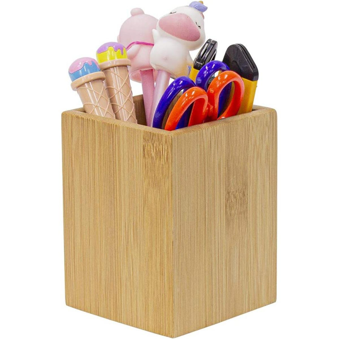 Generic - Porte-stylo en bambou porte-crayon pour organisateur de bureau,  pot à stylo carré en bois à usages multiples, porte-stylo cadeau idéal pour  le bureau, la maison et l'école - Porte-stylo en