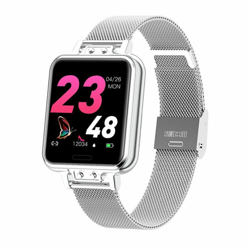 Generic - Mode Smart Watch Acier Inoxydable Fréquence Cardiaque Pression Artérielle Écran Couleur Smartwatch Argent Generic  - Montre et bracelet connectés