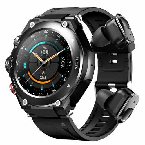 Generic - T92 Smart Watch 2-En-1 Bluetooth Écouteur Appel Fréquence Cardiaque Surveillance De L'Oxygène Sanguin Smartwatch Noir Generic  - Montre connectée