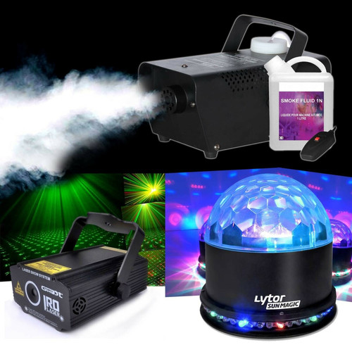 Ghost - Machine à fumée 400W + Liquide + SUNMAGIC LED RVB + LASER Ghost  - Liquide fumee