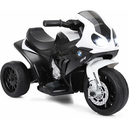 GIANTEX - Moto electrique pour enfants à 3 roues avec phare lumineux, musiques 6 v / 4ah 2,5 km/h garçons et filles 18-36 mois noir - Véhicule électrique pour enfant
