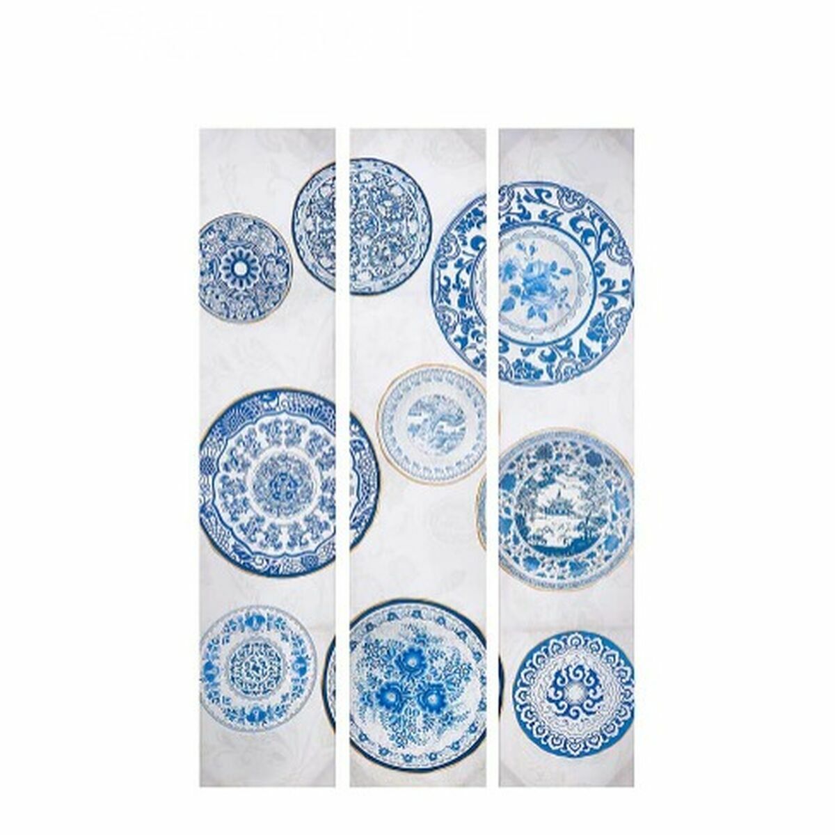 gift decor paravent bleu blanc toile 122 x 2,5 x 180 cm assiette  bleu