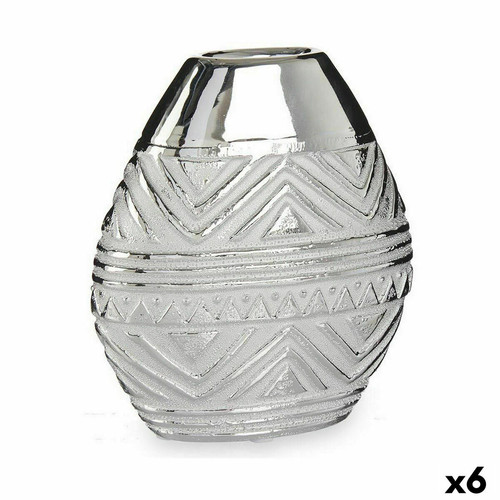 Gift Decor - Vase Largeur Argenté Céramique 8 x 19,5 x 17,5 cm (6 Unités) Gift Decor  - Bonnes affaires Décoration
