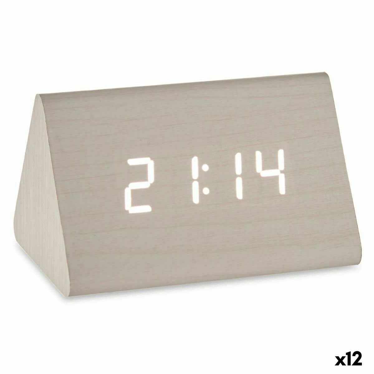 gift decor montre numérique de table blanc pvc bois mdf 11,7 x 7,5 x 8 cm (12 unités)