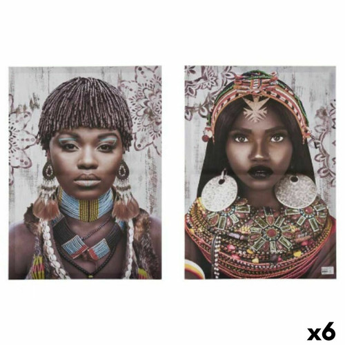 Gift Decor - Jeu de 2 tableaux Toile Africaine 70 x 50 x 1,5 cm (6 Unités) Gift Decor  - Toile africaine