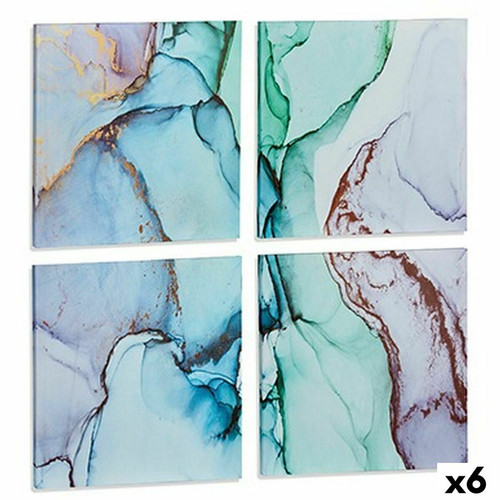 Gift Decor - Jeu de 4 tableaux Toile Marbre Bleu 35 x 7 x 35 cm (6 Unités) Gift Decor  - Tableau paysage Tableaux, peintures