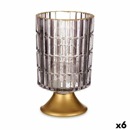 Bougeoirs, chandeliers Gift Decor Lanterne à LED Gris Doré verre 10,7 x 18 x 10,7 cm (6 Unités)