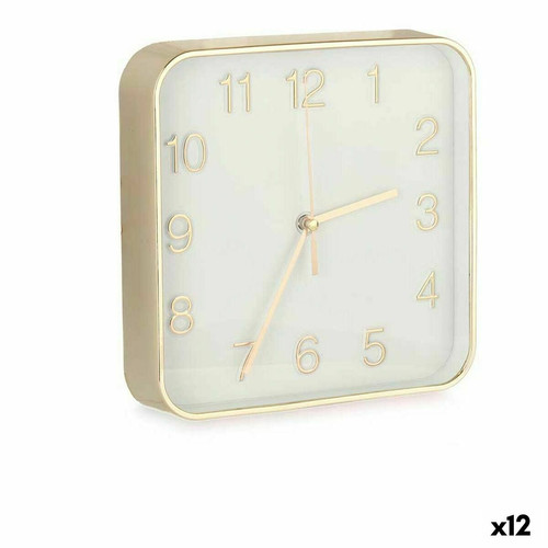 Gift Decor - Horloge Murale Carré Doré verre Plastique 19 x 19 x 3,5 cm (12 Unités) Gift Decor  - Horloge carre