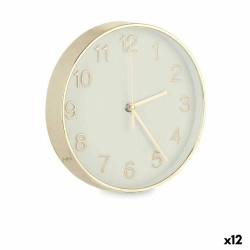 Horloges, pendules Gift Decor Horloge Murale Rond Doré verre Plastique 20 x 20 x 3,5 cm (12 Unités)