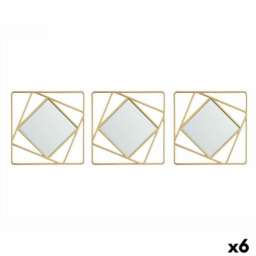 Gift Decor - Ensemble de miroirs Carré Abstrait Doré polypropylène 78 x 26 x 2,5 cm (6 Unités) Gift Decor  - Miroir carre