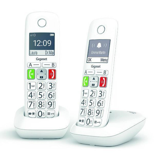 Gigaset - Téléphone sans fil duo dect blanc avec répondeur - e290aduo - GIGASET - Téléphone fixe Duo