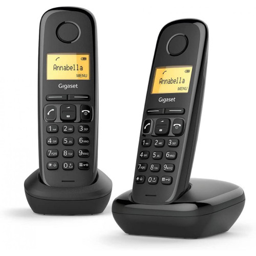 Gigaset - téléphone fixe duo sans fil DECT/GAP sans répondeur noir - Téléphone fixe-répondeur