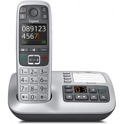 Gigaset - téléphone fixe solo sans Fil avec répondeur gris noir - Téléphone fixe Pack reprise