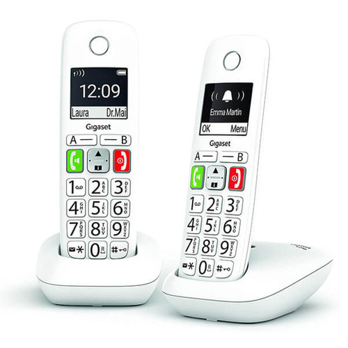 Gigaset - Téléphone sans fil Dect Gigaset E290 DUO Blanc - Téléphone fixe sans fil
