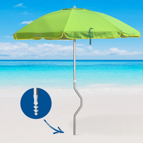 Parasols Parasol de plage aluminium léger visser protection uv GiraFacile 220 cm Eolo, Couleur: Vert