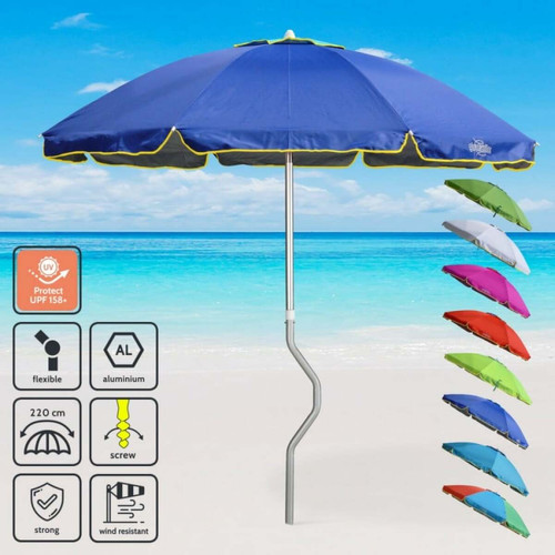 Parasols Girafacile Parasol de plage aluminium léger visser protection uv GiraFacile 220 cm Eolo
