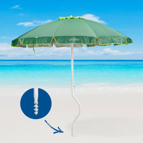 Parasols Parasol de plage léger visser protection uv GiraFacile 220 cm Apollo, Couleur: Vert foncé