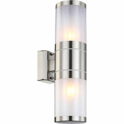 Globo Lighting - Applique d'extérieur double en Inox - H. 37 cm - Argent Globo Lighting  - Appliques Globo Lighting