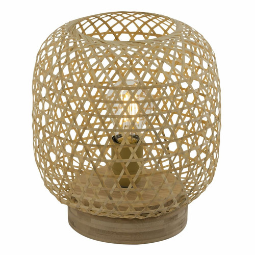 Lampes à poser Globo Lighting Lampe à poser design bambou Mirena - Diam. 23 x H. 27 cm - Beige naturel