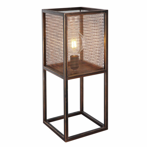 Globo Lighting - Lampe à poser design vintage Domi - L. 20 x H. 50 cm -  Marron cuivré Globo Lighting - Maison Marron noir