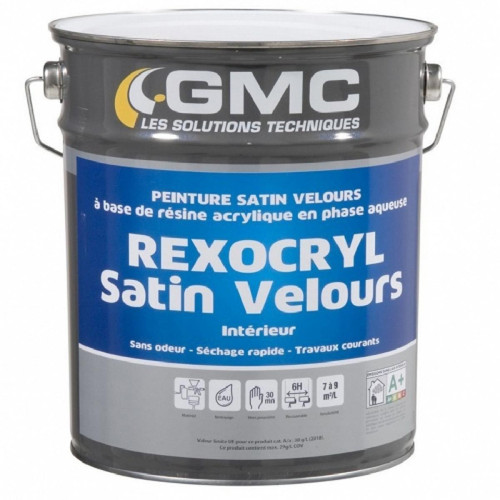 Gmc - REXOCRYL  BLANC SATIN 15L - Peinture satinée acrylique idéale fonds neufs - GMC - Peinture intérieure