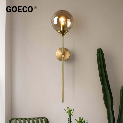 Goeco - Nordique moderne verre applique E14 or LED fond applique murale pour cuisine salle de bain luminaire intérieur décor à la maison (ambre) - Appliques