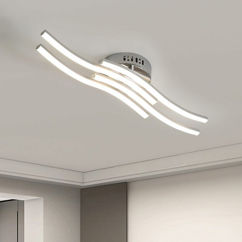 Plafonniers Goeco Plafonnier LED, Suspension Luminaire en forme de vague, lumière blanche neutre 4000K, LED intégrées 24W 2000 Lumen, lustre moderne pour salon ou cuisine