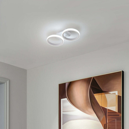 Goeco Plafonnier LED, Lampe de Plafond 2 Anneaux 22W 1650LM, Lampe LED Rond Moderne pour Cuisine Salon Couloir Chambre Salle de Bain, Blanc Froid ,6000K
