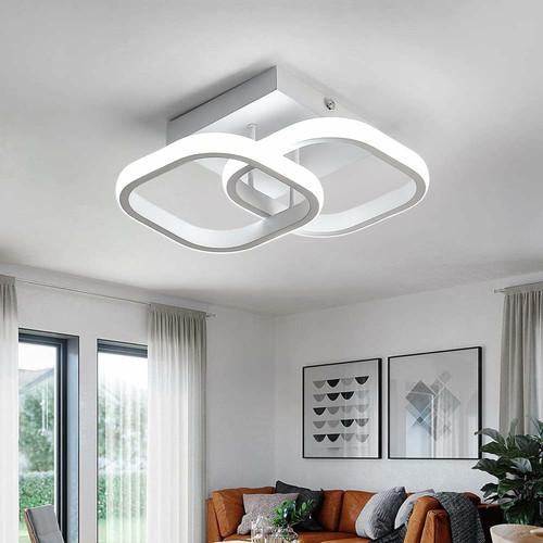 Goeco Plafonnier LED 22W Design moderne Cercle Carré Lampe de Plafond Pour Cuisine Salle à Manger Chambre Couloir Entrée Balcon Blanc Froid 6000K