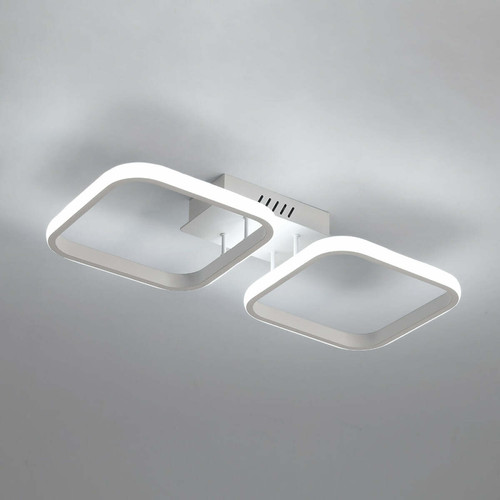 Goeco - Plafonnier LED moderne, Lampe de plafond 2 carrés blancs pour cuisine, chambre, couloir, 30W Diamètre 50 cm Goeco  - Goeco