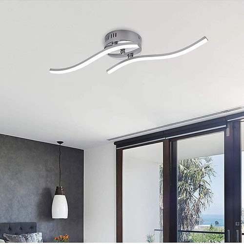 Goeco Plafonnier LED, Suspension Luminaire en forme de vague, LED intégrées 12W 1100 Lumen, lustre moderne pour salon ou cuisine, IP20 lumière blanche neutre 4000K