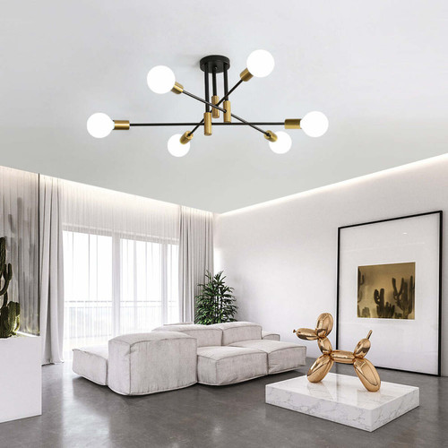 Goeco Plafonnier rétro noir E27, lampes de plafond industrielles, plafonniers à angle réglable de 180 ° pour lampe de salon de chambre, diamètre 72 cm