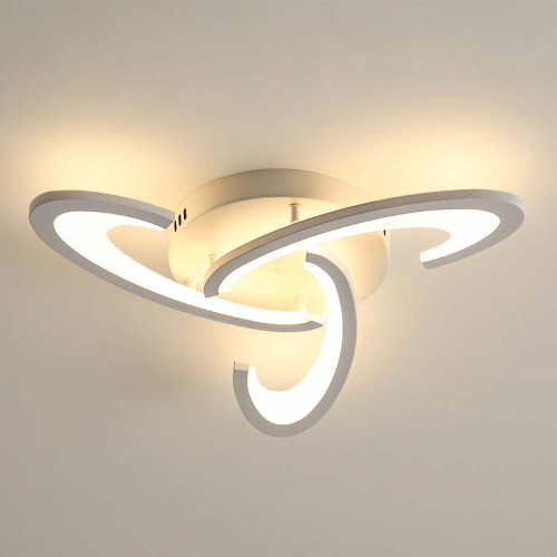 Goeco - Plafonnier LED, Luminaire Plafonnier 36W 3240lm, Lampe de Plafond Design Shamrock pour Chambre à Coucher, Salon, Salle à Manger, Acrylique Blanc, Lumière Chaude 3000K - Plafonnier LED Plafonniers