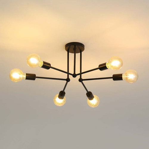 Goeco - Lampe de plafond vintage LED d'intérieur en métal noir, lumières de suspension pour salle à manger, chambre à coucher Goeco - Plafonniers