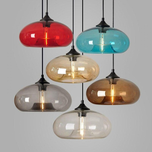 Goeco Lampe à suspension colorée suspendue en verre moderne pour salon Bar cuisine Restaurant café salle à manger luminaires nordiques pour la maison