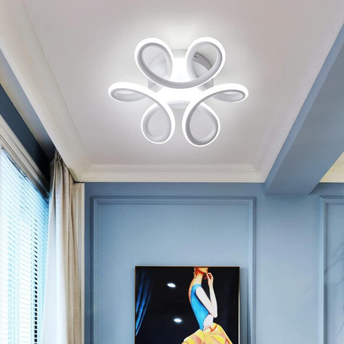 Goeco - Plafonnier LED, 30W Lampe de Lustre, Design Courbé Moderne Luminaire Plafonnier pour Couloir Balcon Salon Cuisine Salle de Bain Chambre, Blanc Froid 6000K, Diamètre 26cm - Plafonniers