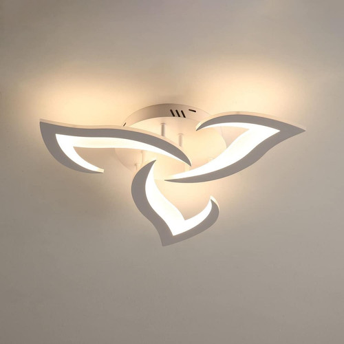 Goeco - Plafonnier LED, 36W 3060LM Luminaire Plafonnier Moderne, Dia 58cm Acrylique Lampe de Plafond LED 3 lumières pour Salon Chambre Cuisine - Goeco