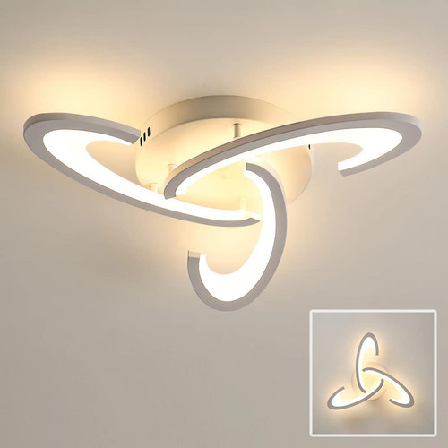Goeco - Plafonnier LED, Luminaire Plafonnier 36W 3240lm, Lampe de Plafond Design Shamrock pour Chambre à Coucher, Salon, Salle à Manger, Acrylique Blanc, Lumière Chaude 3000K - Goeco