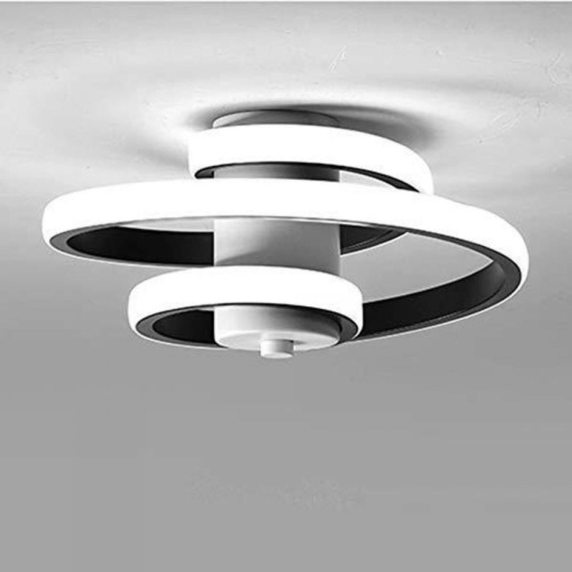 Plafonniers Goeco Plafonnier LED Moderne, 24W Plafonnier Design Créatif en Forme de Spirale, Luminaire Plafonnier Noir Metal, Lampe de Plafond LED pour Salon Chambre Cuisine Restaurant Couloir (Blanc Froid 6000K)